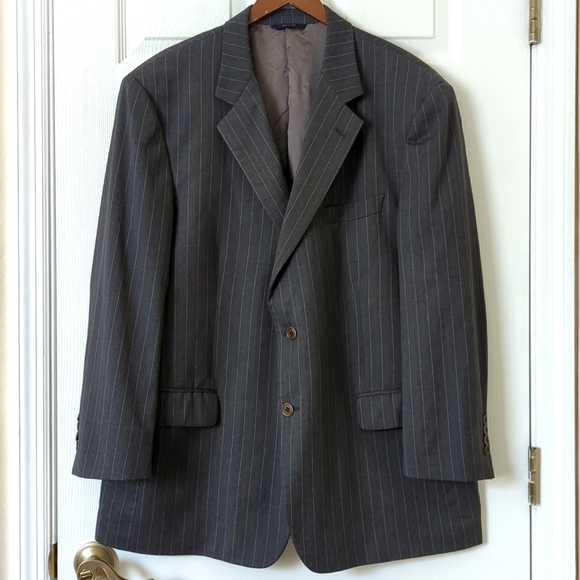 Brooks Brothers Preppy Classic Fit Pinstriped Wool Blazer Jacket Dark Gray 46/41 - Picture 1 of 16